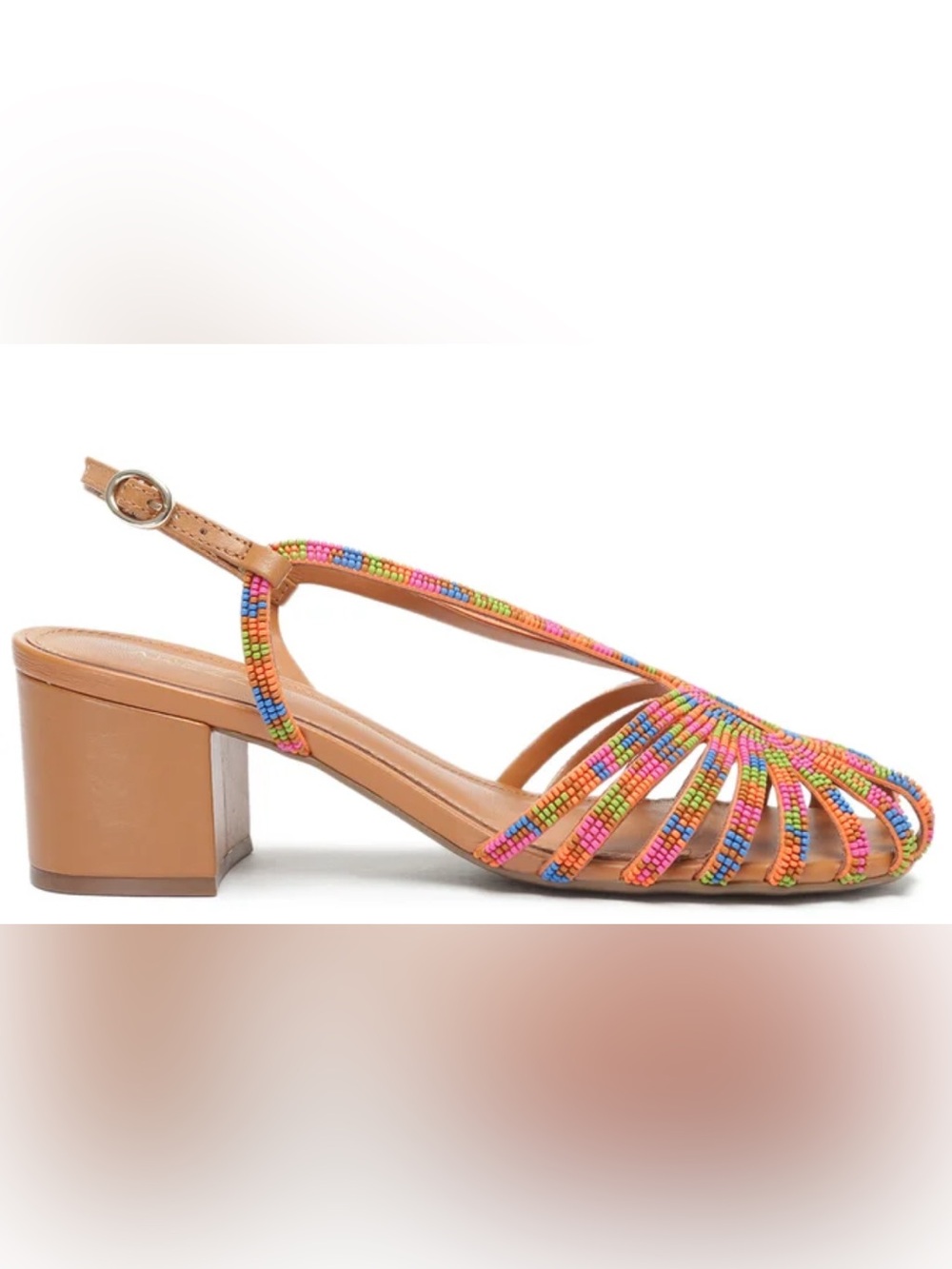 NWT Arezzo Paola Beaded Colored Strappy Chunky Heel Sandal Size 8 - Picture 2 of 9